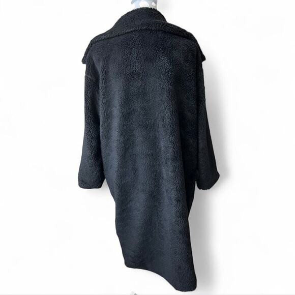 Lanshifei black teddy bear trench coat oversized winter chic minimalist cozy - Picture 5 of 10